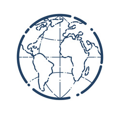 Earth planet vector linear icon, geography and gps line art symbol.