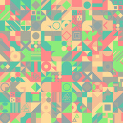 Simple banner of decorative patterns colored geometric composition flat style