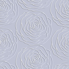 Vector seamless pattern with outline stylized roses. Beautiful floral background. Can be used for textile, book cover, packaging, wedding invitation.