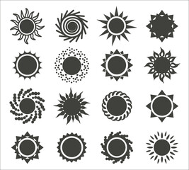 Sun icons collection on white background. Icon symbol design. Vector illustration.