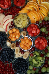 kleine geschnittene Früchte lecker Obstsalat