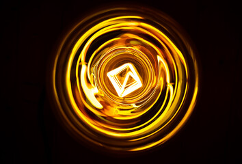The abstract view of the Edison`s bulb from the top