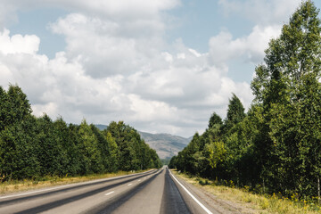 View from a moving car on a road