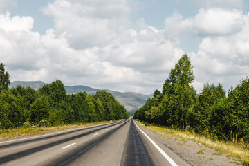 View from a moving car on a road
