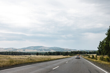 View from a moving car on a road