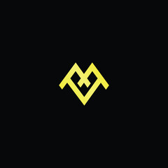 Minimal elegant monogram art logo. Outstanding professional trendy awesome artistic MV VM initial based Alphabet icon logo. Premium Business logo gold color on black background