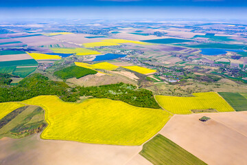 Aerial rural landscape in spring