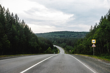 View from a moving car on a road
