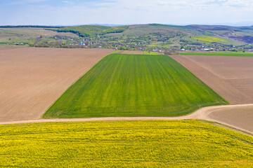 Obraz premium Aerial view of agriculture fields