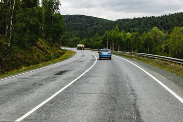View from a moving car on a road