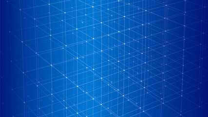 Modern background with connecting dots and lines. Network connection structure on blue background. Geometric vector illustration.