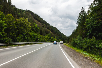 View from a moving car on a road