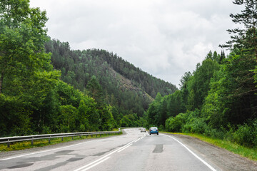 Fototapeta premium View from a moving car on a road