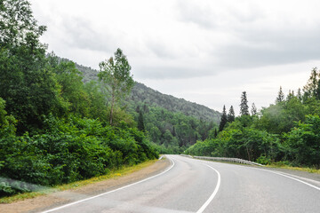 View from a moving car on a road