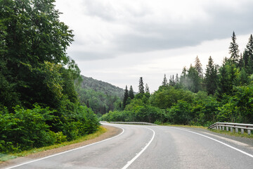 View from a moving car on a road