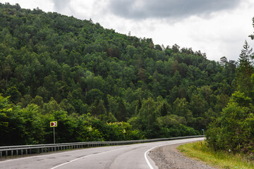 View from a moving car on a road