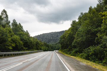 Fototapeta premium View from a moving car on a road