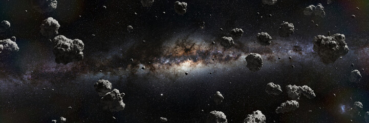asteroid belt, debris in the solar system - obrazy, fototapety, plakaty