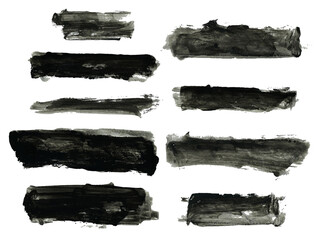 Black rough stroke, set of grungy smears