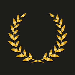 Gold award laurel wreath. Symbol victory, triumph and success illustration