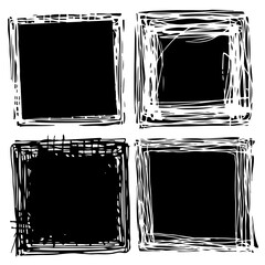 set of black and white grungy rough square backgrounds