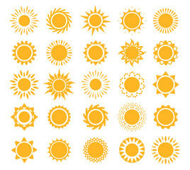 Sun icons collection on white background. Icon symbol design. Vector illustration.