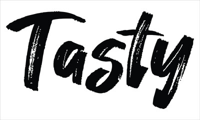 Tasty Brush Typography Hand drawn writing Black Text on White Background  