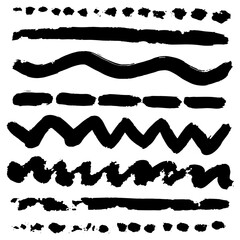 Set of grungy lines. Ink brushes. Grungy design elements