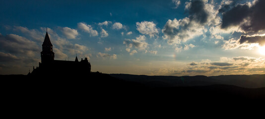 Bouzov castle in sunset