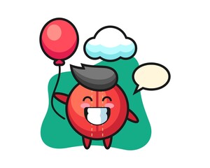 Cricket ball cartoon is playing balloon