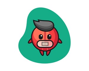Cricket ball cartoon with tape on mouth