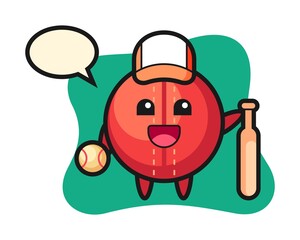 Cricket ball cartoon as a baseball player