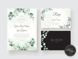watercolor eucalyptus invitation card set © lukasdedi
