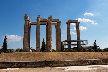 columns at the site of the temple of Zeus in Athens. the ruins of the temple of zeus
