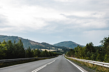 View from a moving car on a road