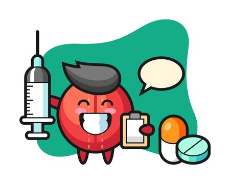 Cricket ball cartoon as a doctor