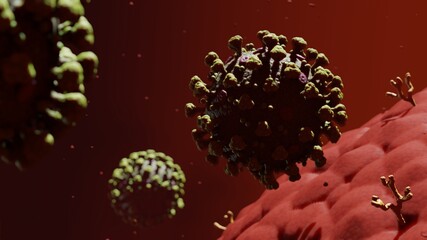 Corona virus, COVID, 3D rendering