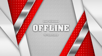 Offline twitch banner background 16:9 for stream. Offline gray background with metalic lines. Screensaver for offline streamer broadcast. Streaming offline screen. Gaming offline screen.