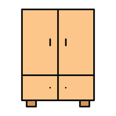 Wardrobe Concept, Clothing Storage Cupboard Home Furniture Vector Icon Design 