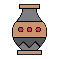 Ceramic Vase Home Office Interior,  porcelain decor elements Vector Icon Design 