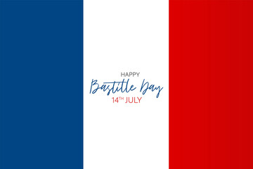 Bastille Day. July 14th French national holiday celebration banner or flyer decor. Blue, white, and red tricolor flag of France. Vector illustration with lettering.