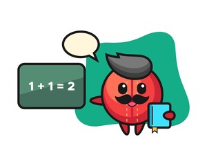Cricket ball cartoon as a teacher