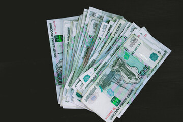 A pack of Russian banknotes of 1000 rubles