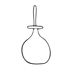 Rubber feminine syringe, irrigation washing bottle.  Hand drawn vector illustration.