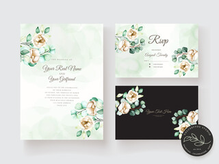watercolor eucalyptus invitation card set