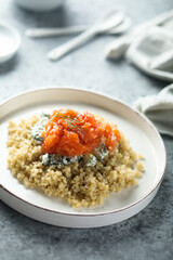 Healthy quinoa with smoked salmon