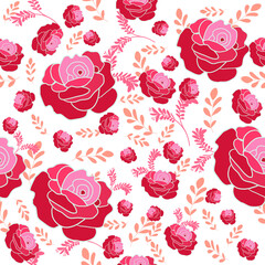 Fototapeta na wymiar Seamless Floral Pattern Roses Vector Illustration Design. Fabric, textile, gift wrapping, background patterns