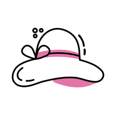 female summer hat line and fill icon