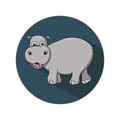 Funny cartoon baby hippopotamus,  Can be used for t-shirt print, kids wear fashion design, baby shower invitation card. - Vector