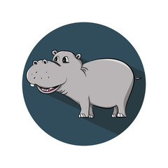 Funny cartoon baby hippopotamus,  Can be used for t-shirt print, kids wear fashion design, baby shower invitation card. - Vector